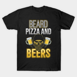 Beard Pizza And Beer Skull T-Shirt